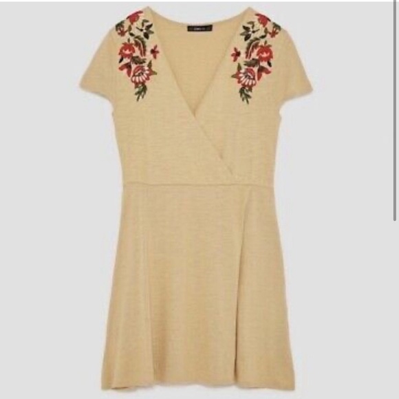 ZARA Embroidered Knit Faux Wrap Dress Medium Boho Festival Western M Rodeo - Picture 4 of 12